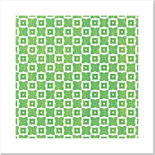 Light green floral and rectangle pattern Posters and Art